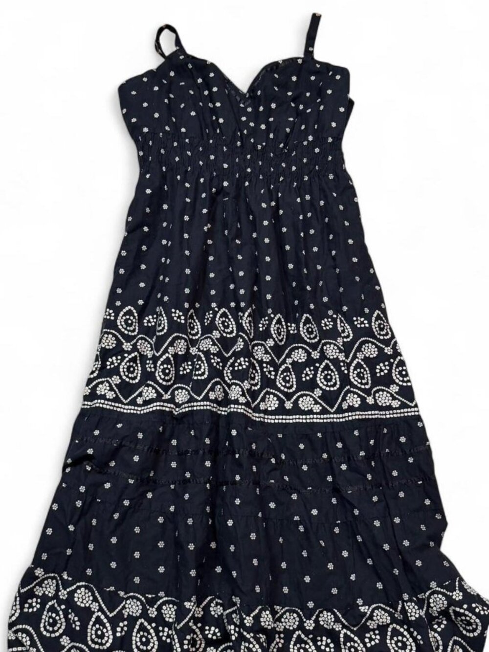Navy Blue Printed Strap Sundress